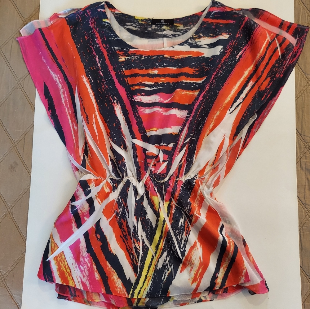 Valentine colorful top with clinched waist